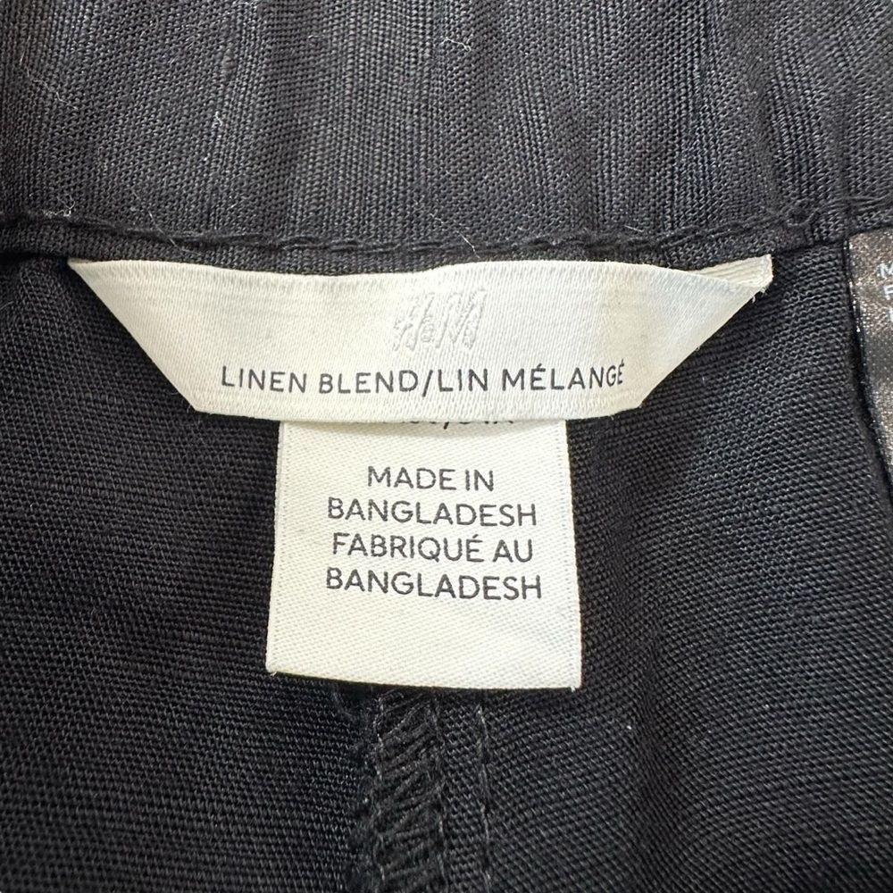 H&M Black Linen Blend Straight Leg Trousers,‎ 2 - Picture 5 of 11